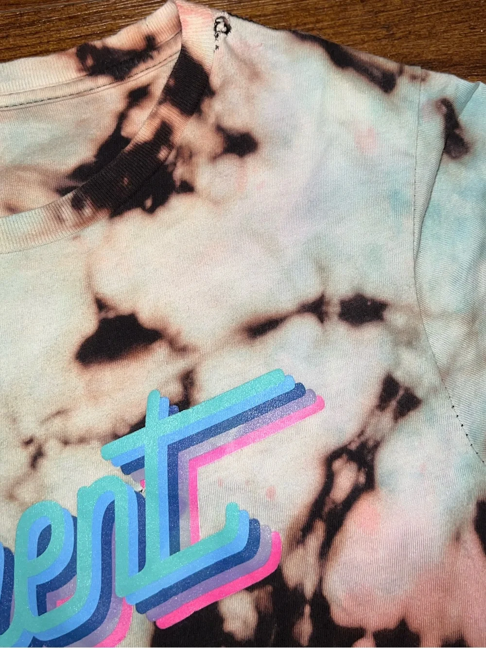 Kids Tie-Dye Retro “Different” Short Sleeve Tee- Pink, Black & Blue Size L/XL